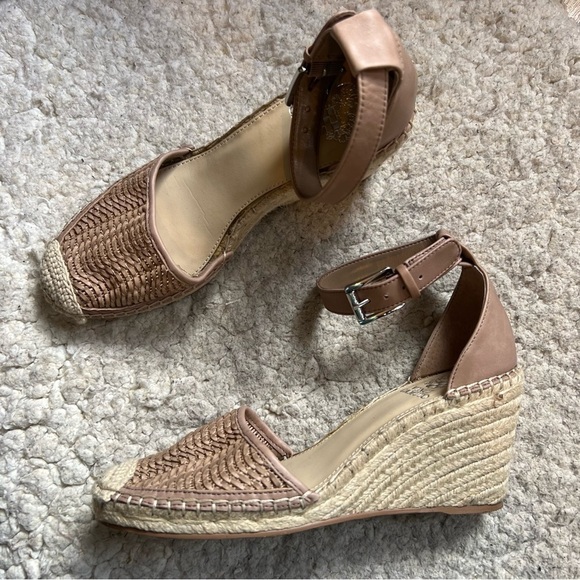 Vince Camuto: Valissa Woven Leather Vamp Espadrille Ankle Strap Wedges Sz 8.5 - Picture 12 of 12